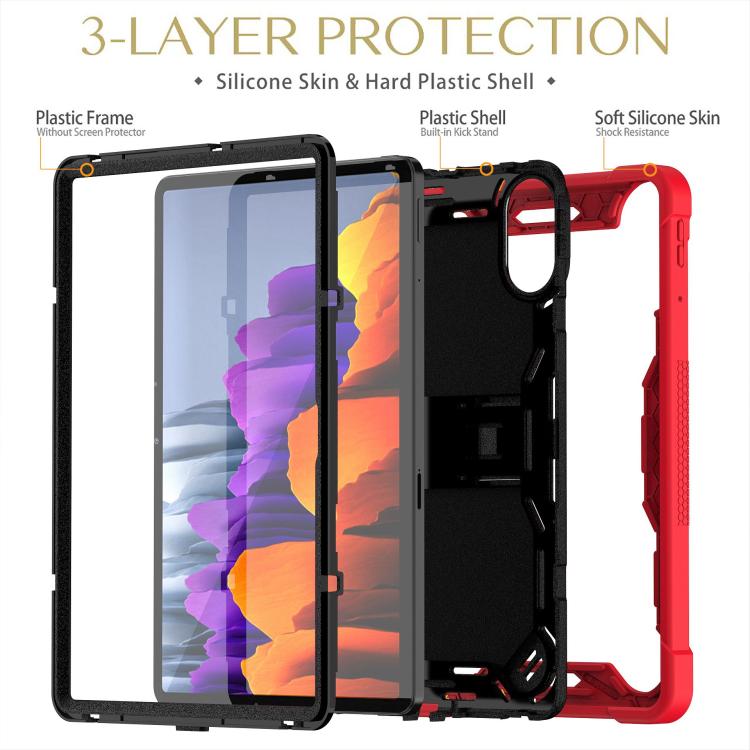 Funda híbrida de silicona a prueba de golpes para Xiaomi Redmi Pad 2 con soporte (negro y rojo)