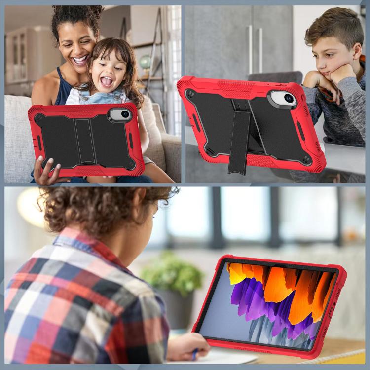 Funda híbrida de silicona a prueba de golpes para Xiaomi Redmi Pad 2 con soporte (negro y rojo)