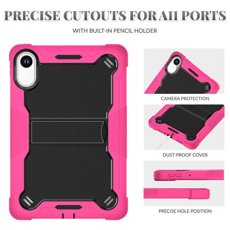 Funda híbrida de silicona a prueba de golpes para Xiaomi Redmi Pad 2 con soporte (negro y rojo rosa)