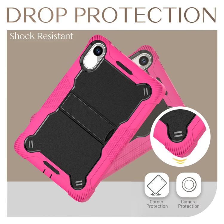 Funda híbrida de silicona a prueba de golpes para Xiaomi Redmi Pad 2 con soporte (negro y rojo rosa)