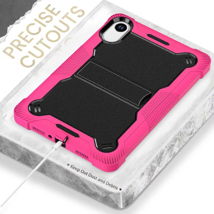 Funda híbrida de silicona a prueba de golpes para Xiaomi Redmi Pad 2 con soporte (negro y rojo rosa)
