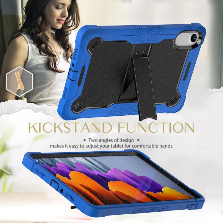 Funda híbrida de silicona a prueba de golpes para Xiaomi Redmi Pad 2 con soporte (negro y azul oscuro)
