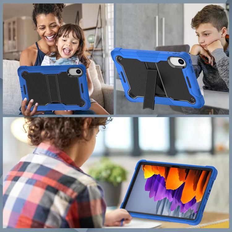 Funda híbrida de silicona a prueba de golpes para Xiaomi Redmi Pad 2 con soporte (negro y azul oscuro)