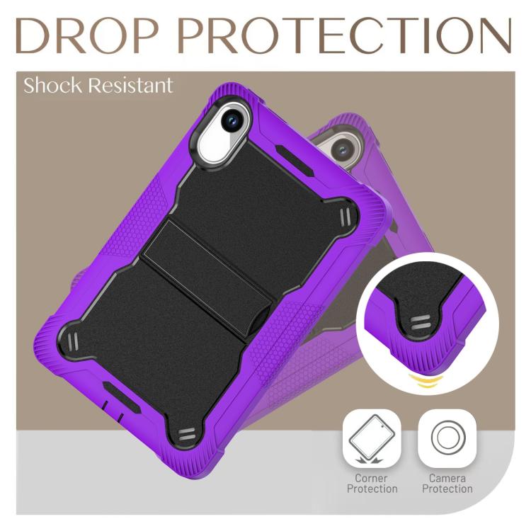 Funda híbrida de silicona a prueba de golpes para Xiaomi Redmi Pad 2 con soporte (negro y morado)