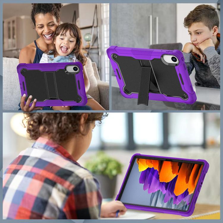 Funda híbrida de silicona a prueba de golpes para Xiaomi Redmi Pad 2 con soporte (negro y morado)