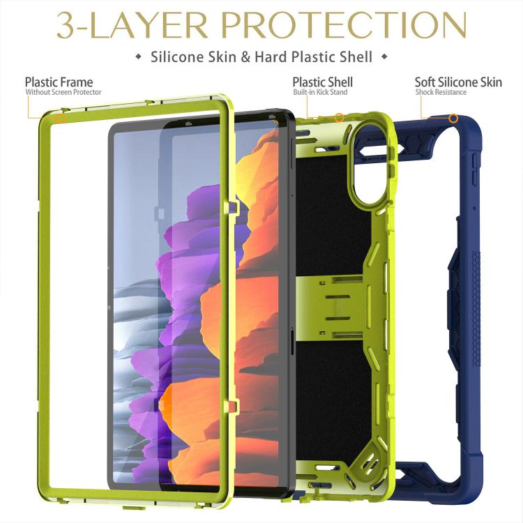 Funda híbrida de silicona a prueba de golpes para Xiaomi Redmi Pad 2 con soporte (amarillo, verde y azul marino)