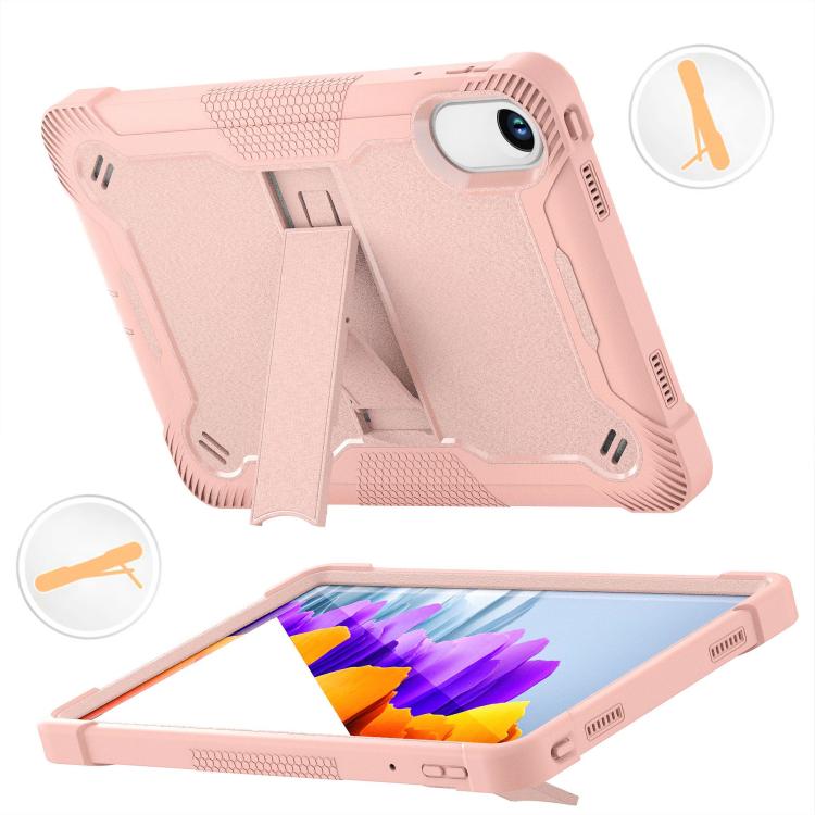 Funda híbrida de silicona a prueba de golpes para Xiaomi Redmi Pad 2 con soporte (oro rosa)