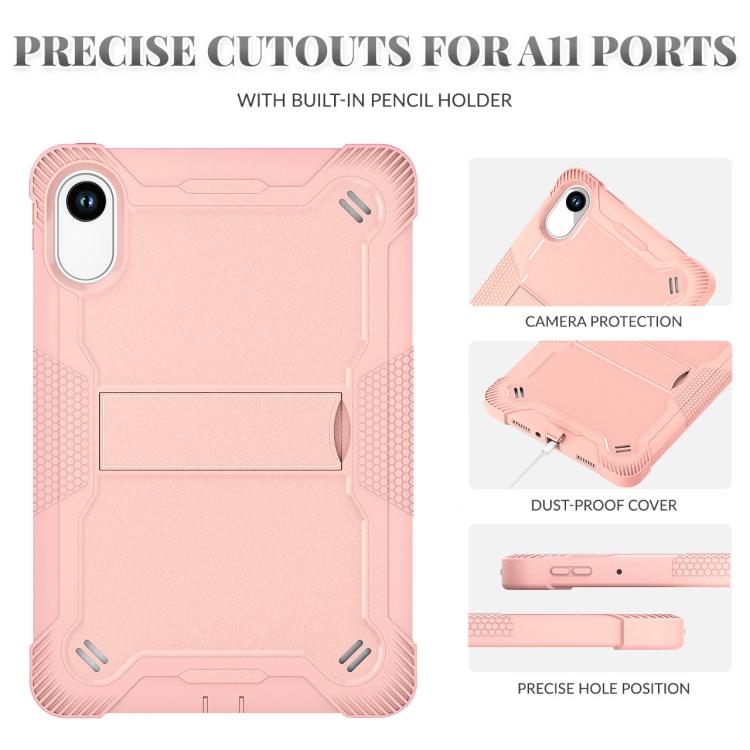 Funda híbrida de silicona a prueba de golpes para Xiaomi Redmi Pad 2 con soporte (oro rosa)