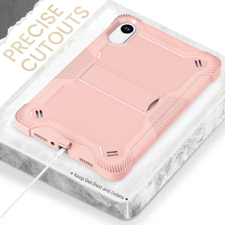 Funda híbrida de silicona a prueba de golpes para Xiaomi Redmi Pad 2 con soporte (oro rosa)