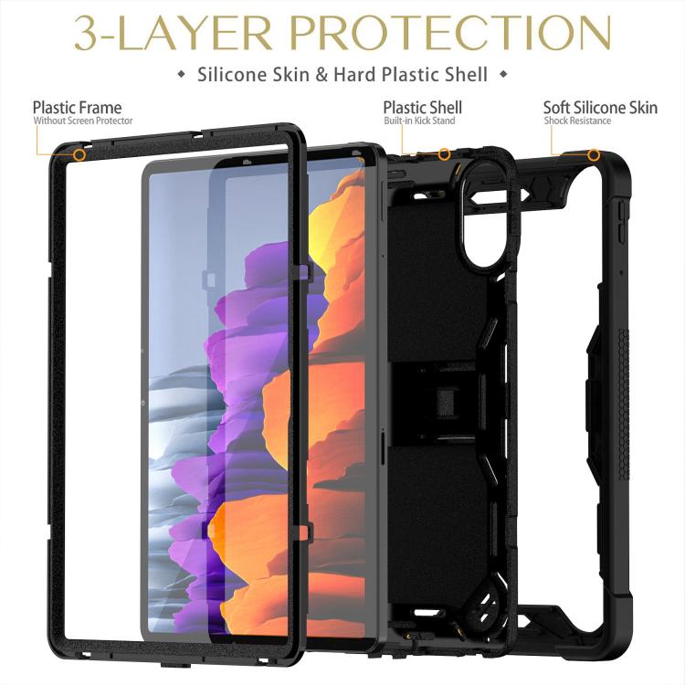 Funda híbrida de silicona a prueba de golpes para Xiaomi Redmi Pad 2 con soporte (negra)