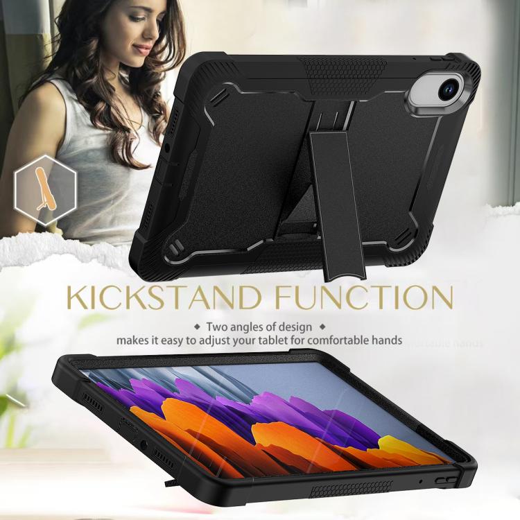 Funda híbrida de silicona a prueba de golpes para Xiaomi Redmi Pad 2 con soporte (negra)