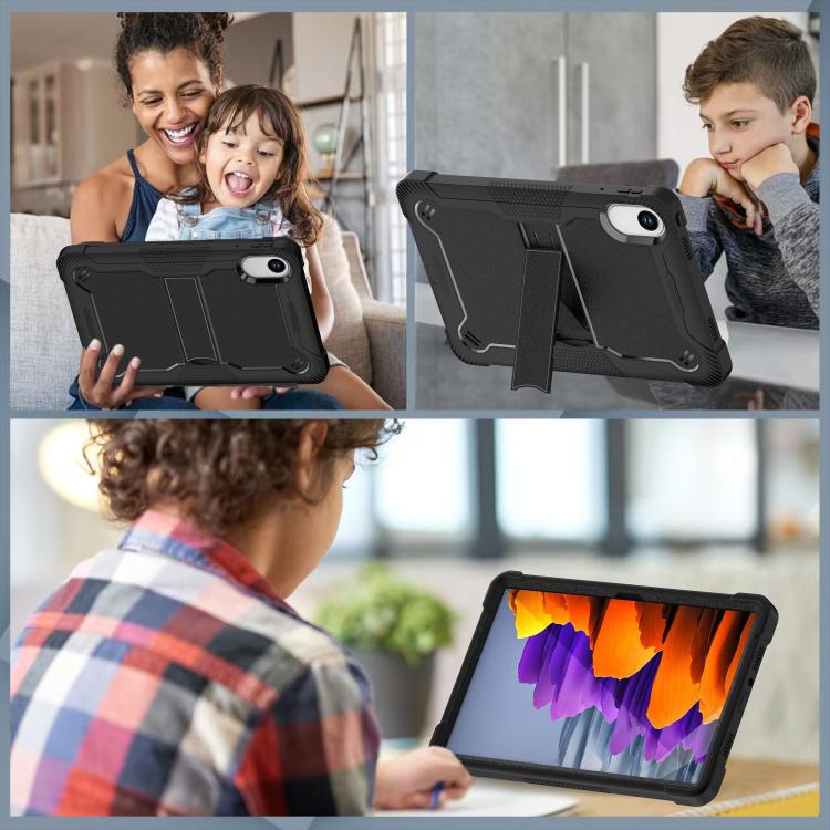 Funda híbrida de silicona a prueba de golpes para Xiaomi Redmi Pad 2 con soporte (negra)