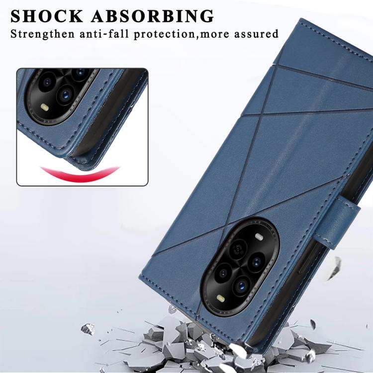 Funda para Teléfono Huawei Nova 13 Pro Cuero Genuino PU con Líneas en Relieve (Azul)