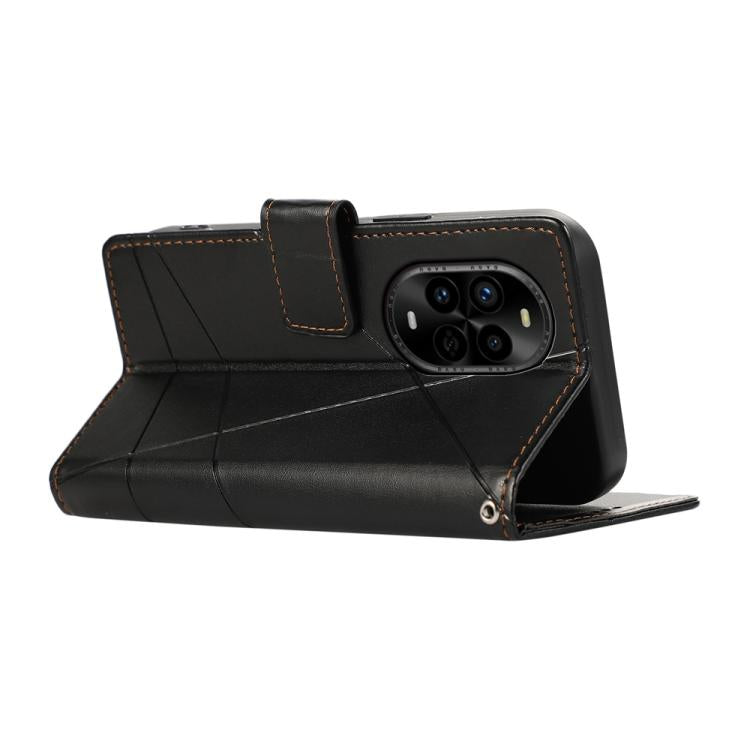 Funda para Teléfono Huawei Nova 13 Pro Cuero Genuino PU con Líneas en Relieve (Negro)