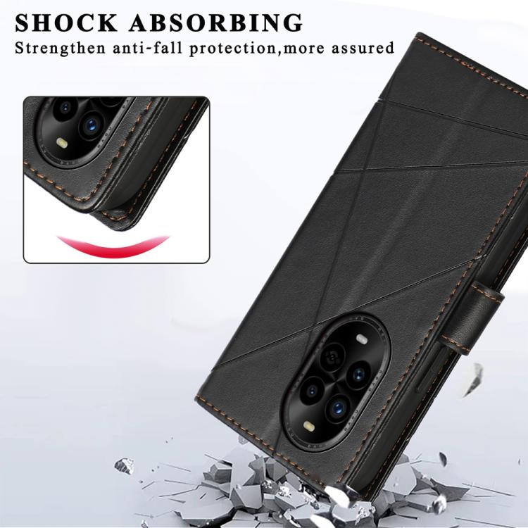 Funda para Teléfono Huawei Nova 13 Pro Cuero Genuino PU con Líneas en Relieve (Negro)