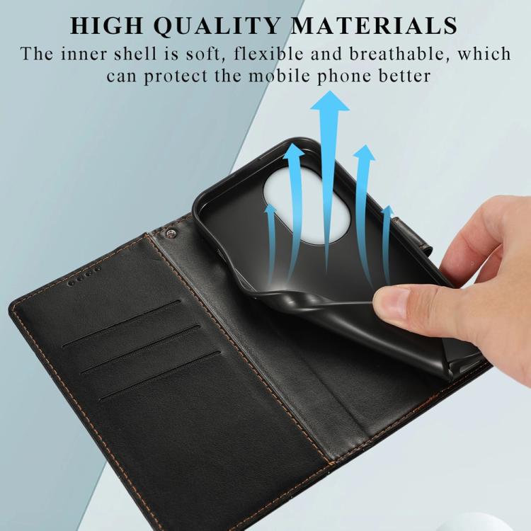 Funda para Teléfono Huawei Nova 13 Pro Cuero Genuino PU con Líneas en Relieve (Negro)