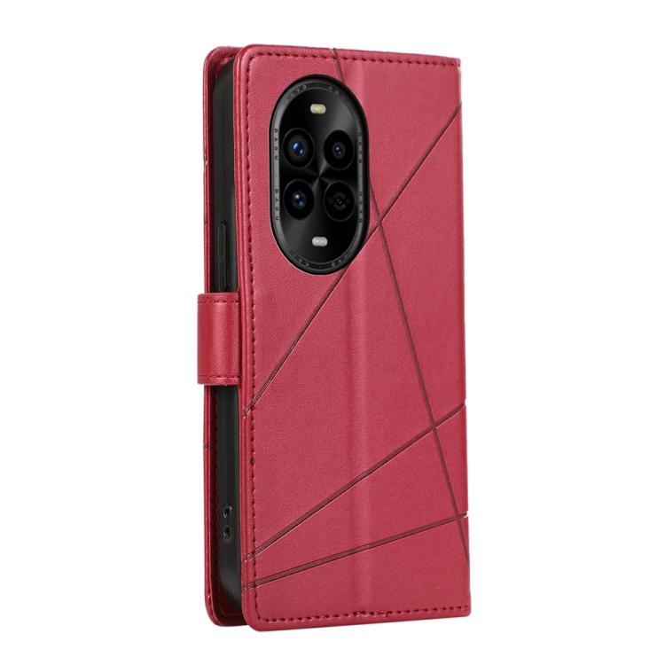 Funda para Teléfono Huawei Nova 13 Pro Cuero Genuino PU Líneas en Relieve (Rojo)
