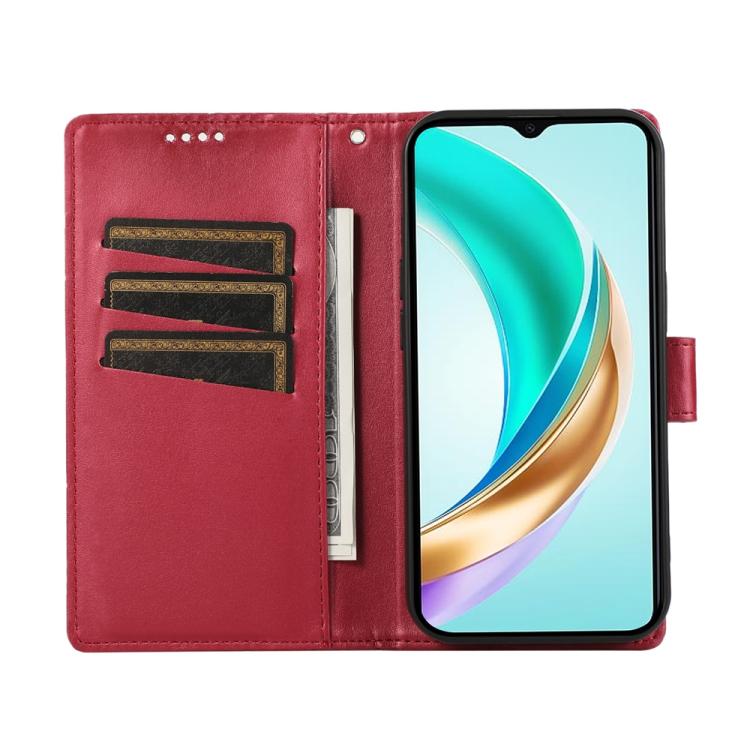 Funda para Teléfono Huawei Nova 13 Pro Cuero Genuino PU Líneas en Relieve (Rojo)