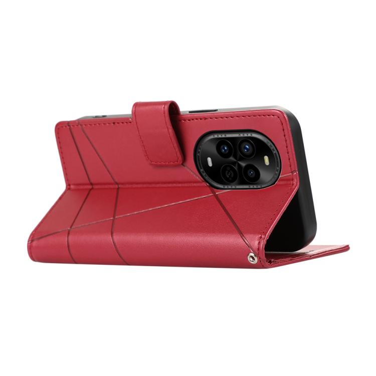 Funda para Teléfono Huawei Nova 13 Pro Cuero Genuino PU Líneas en Relieve (Rojo)