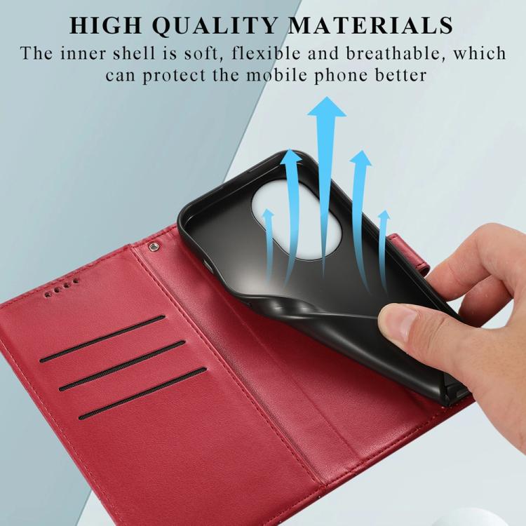 Funda para Teléfono Huawei Nova 13 Pro Cuero Genuino PU Líneas en Relieve (Rojo)