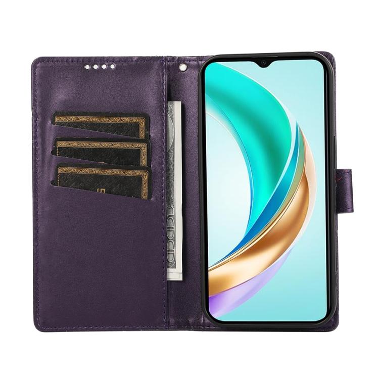 Funda para Teléfono Huawei Nova 13 Pro Cuero Genuino PU Líneas en Relieve (Morado)