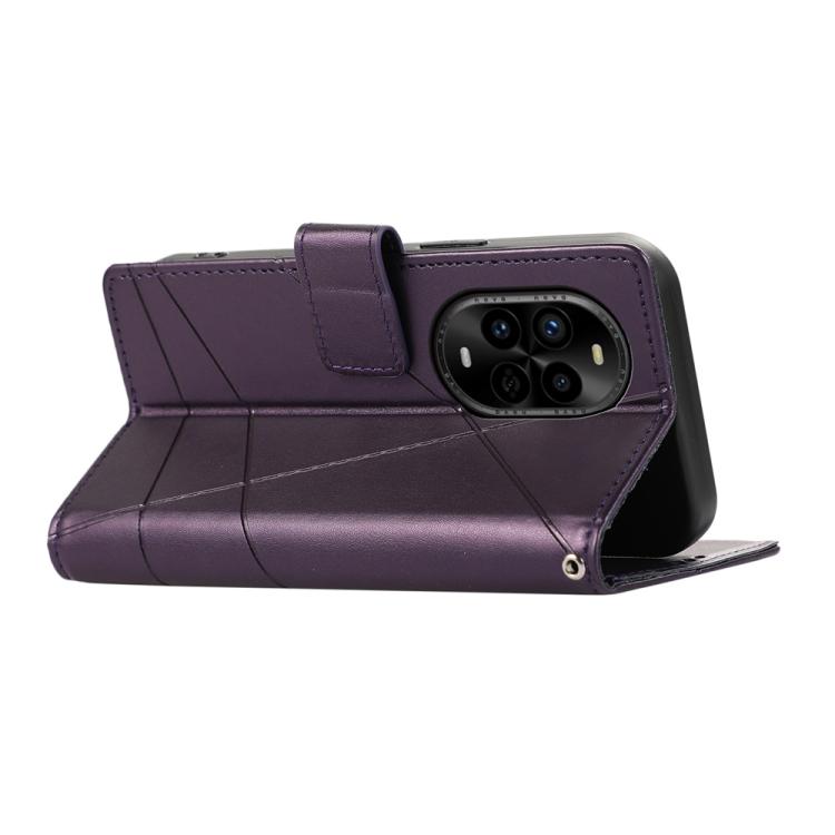 Funda para Teléfono Huawei Nova 13 Pro Cuero Genuino PU Líneas en Relieve (Morado)