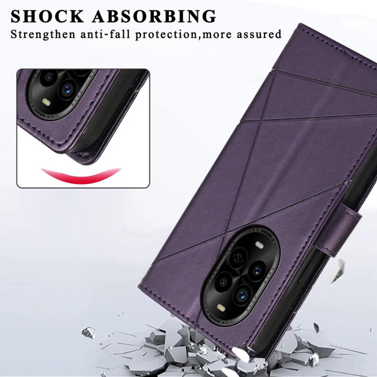 Funda para Teléfono Huawei Nova 13 Pro Cuero Genuino PU Líneas en Relieve (Morado)