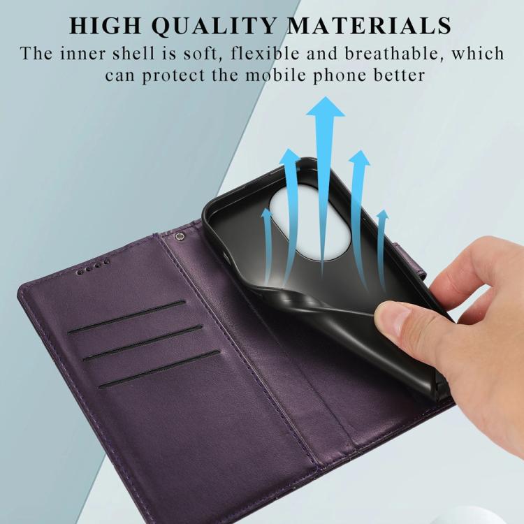 Funda para Teléfono Huawei Nova 13 Pro Cuero Genuino PU Líneas en Relieve (Morado)