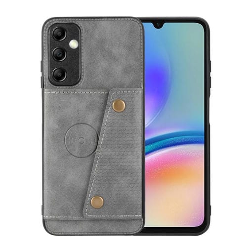 Funda para Samsung Galaxy A05S 4G Magnética con Ranuras para Tarjetas y Doble Hebilla (Gris)