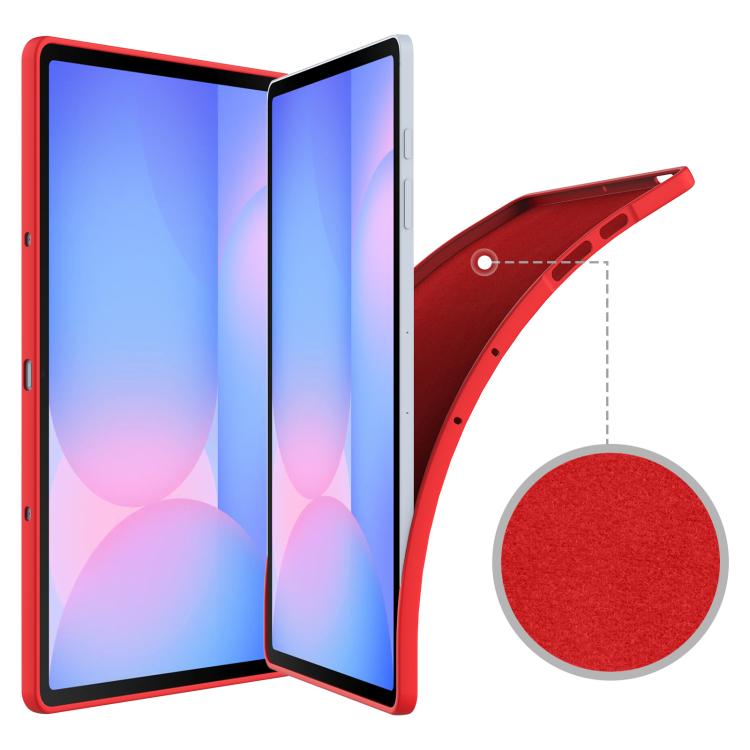 Funda de silicona líquida a prueba de golpes para Samsung Galaxy Tab S10 FE+ (color rojo)