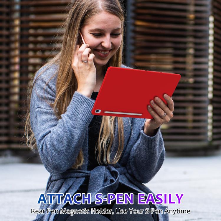 Funda de silicona líquida a prueba de golpes para Samsung Galaxy Tab S10 FE+ (color rojo)