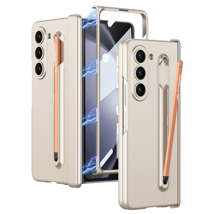 Estuche magnético para Samsung Galaxy Z Fold5 5G Gkk con ranuras para bolígrafo (Plateado)