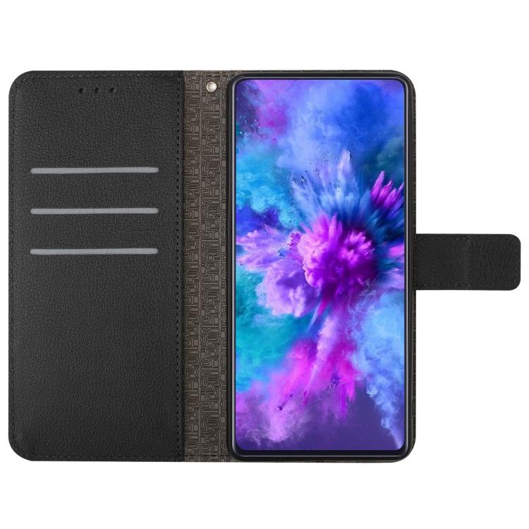 Funda de cuero con textura de cuadrícula rómbica para TCL 60 SE/605 (negra)