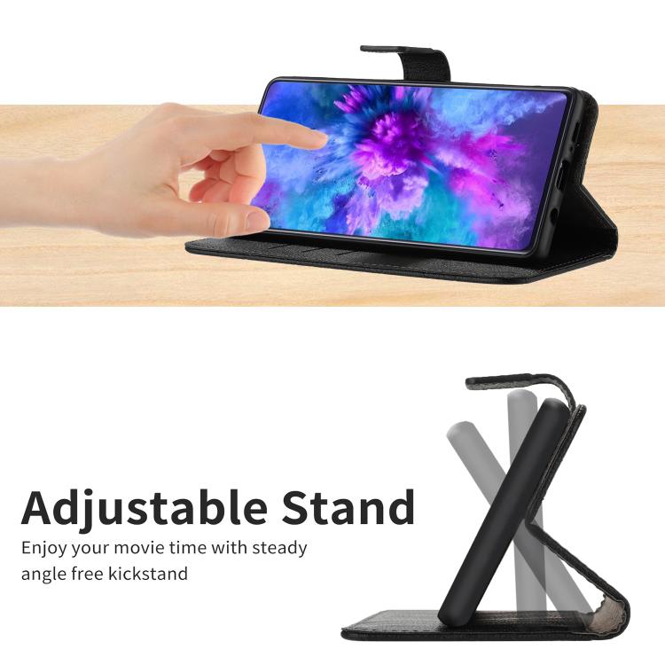 Funda de cuero con textura de cuadrícula rómbica para TCL 60 SE/605 (negra)