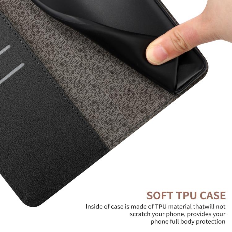 Funda de cuero con textura de cuadrícula rómbica para TCL 60 SE/605 (negra)