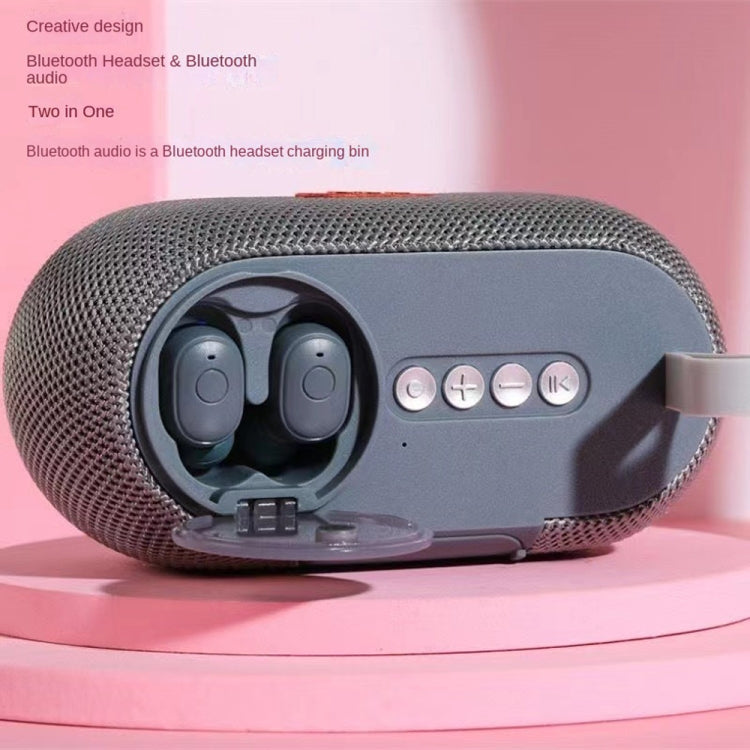Altavoz Exterior Portátil 2 en 1 T&G Tg810 + Mini Auricular Inalámbrico Bluetooth (Gris)