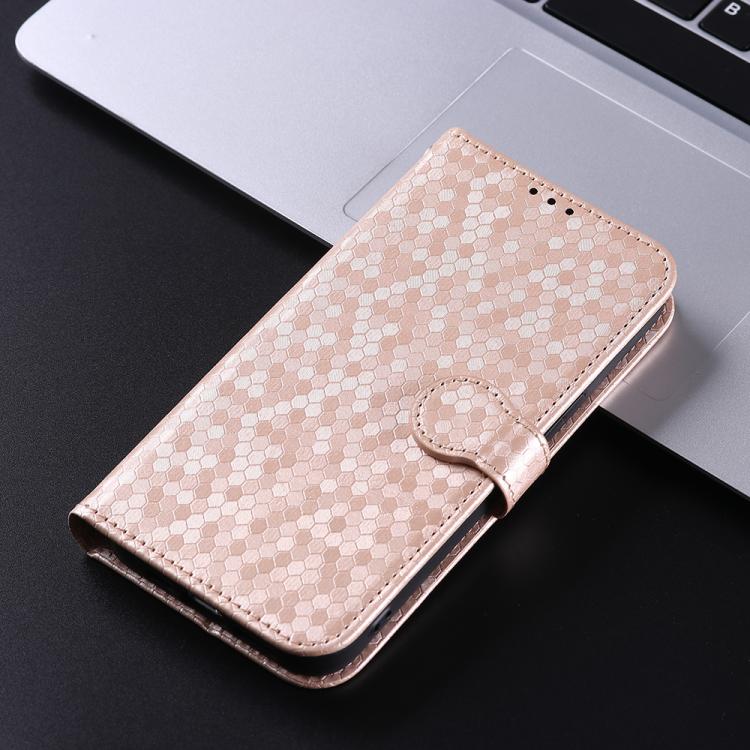 Funda de Cuero con Textura de Panal y Puntos para Honor X8C 4G (Dorada)