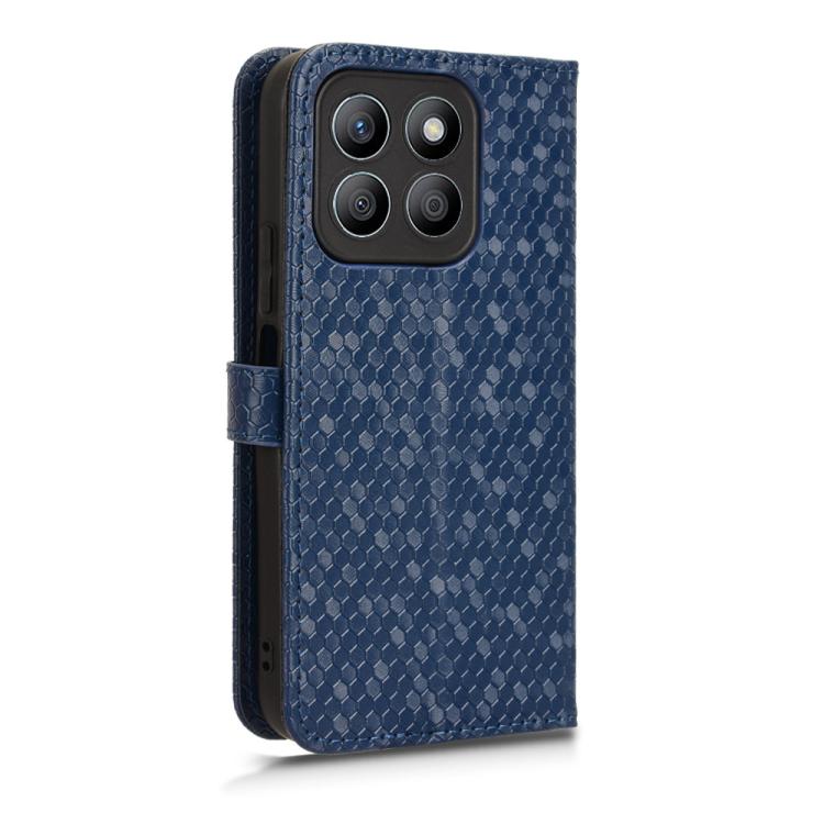Funda de Cuero con Textura de Panal y Puntos para Honor X8C 4G (Azul)