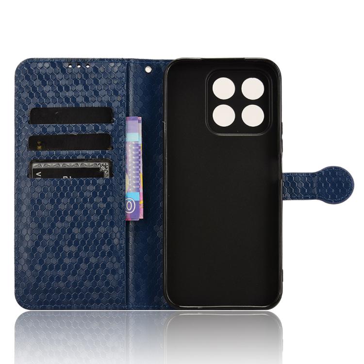 Funda de Cuero con Textura de Panal y Puntos para Honor X8C 4G (Azul)