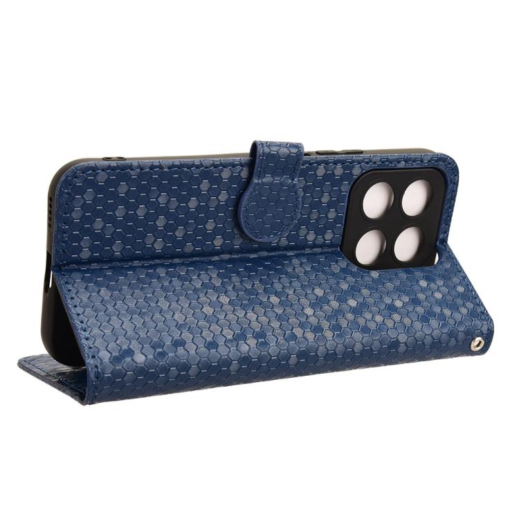 Funda de Cuero con Textura de Panal y Puntos para Honor X8C 4G (Azul)