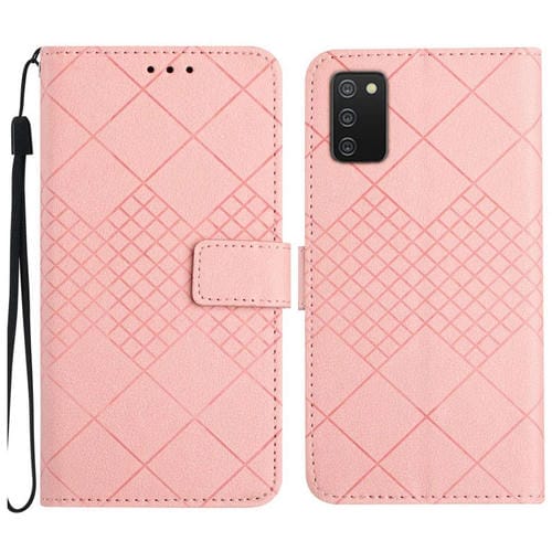 Funda para Teléfono Samsung Galaxy A03S Cuero Textura Rejilla Rómbica (Rosa)