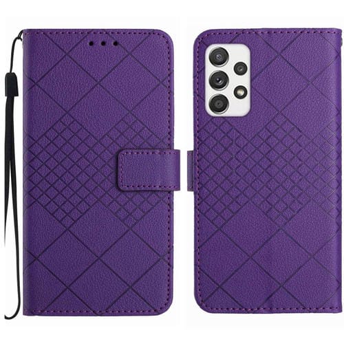 Funda para Samsung Galaxy A23 4G 5G M23 5G Cuero Textura Rejilla Rómbica (Púrpura)