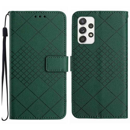Funda para Samsung Galaxy A33 5G Cuero Textura Rejilla Rómbica (Verde)