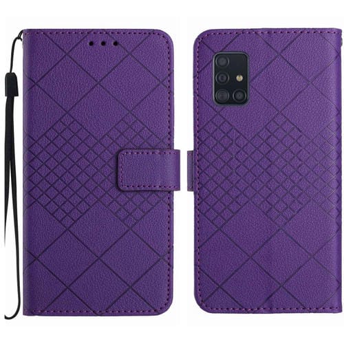 Funda para Samsung Galaxy A71 4G Cuero Textura Rejilla Rómbica (Púrpura)