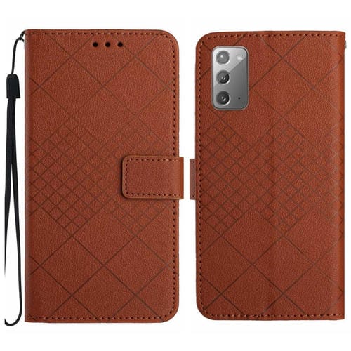 Funda para Teléfono Samsung Galaxy Note20 Cuero Textura Rejilla Rómbica (Marrón)