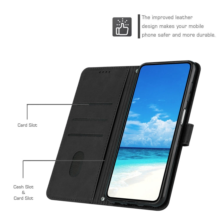 Funda de Piel con Relieve de Corazón y Cordón Largo para Teléfono Itel A50 (Negro)