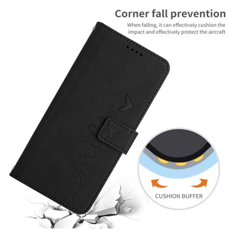 Funda de Piel con Relieve de Corazón y Cordón Largo para Itel S25 (Negro)