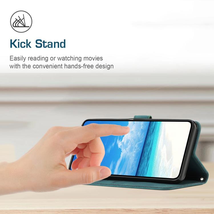 Funda de Piel con Relieve de Corazón y Cordón Largo para Teléfono Itel S25 Ultra (Verde)