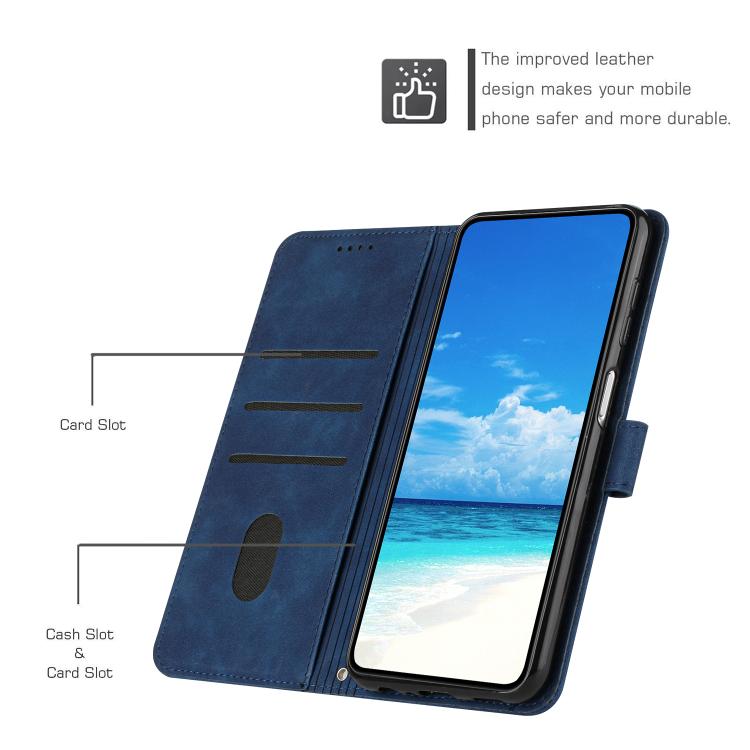 Funda de Piel con Relieve de Corazón y Cordón Largo para Teléfono Itel S25 Ultra (Azul)