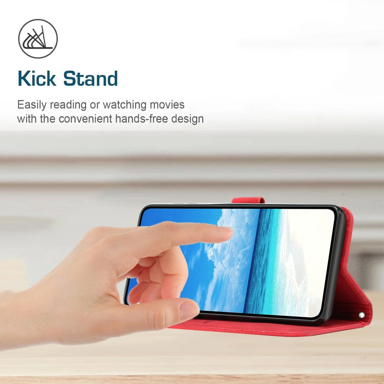 Funda de Piel con Relieve de Corazón y Cordón Largo para Sony Xperia 5 Vi (Rojo)